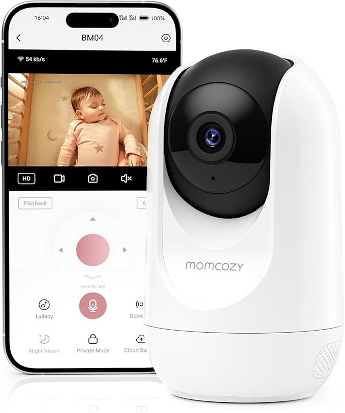 Moniteur Bébé WiFi Momcozy – Caméra HD 5 Pouces 1080P Fixation Murale