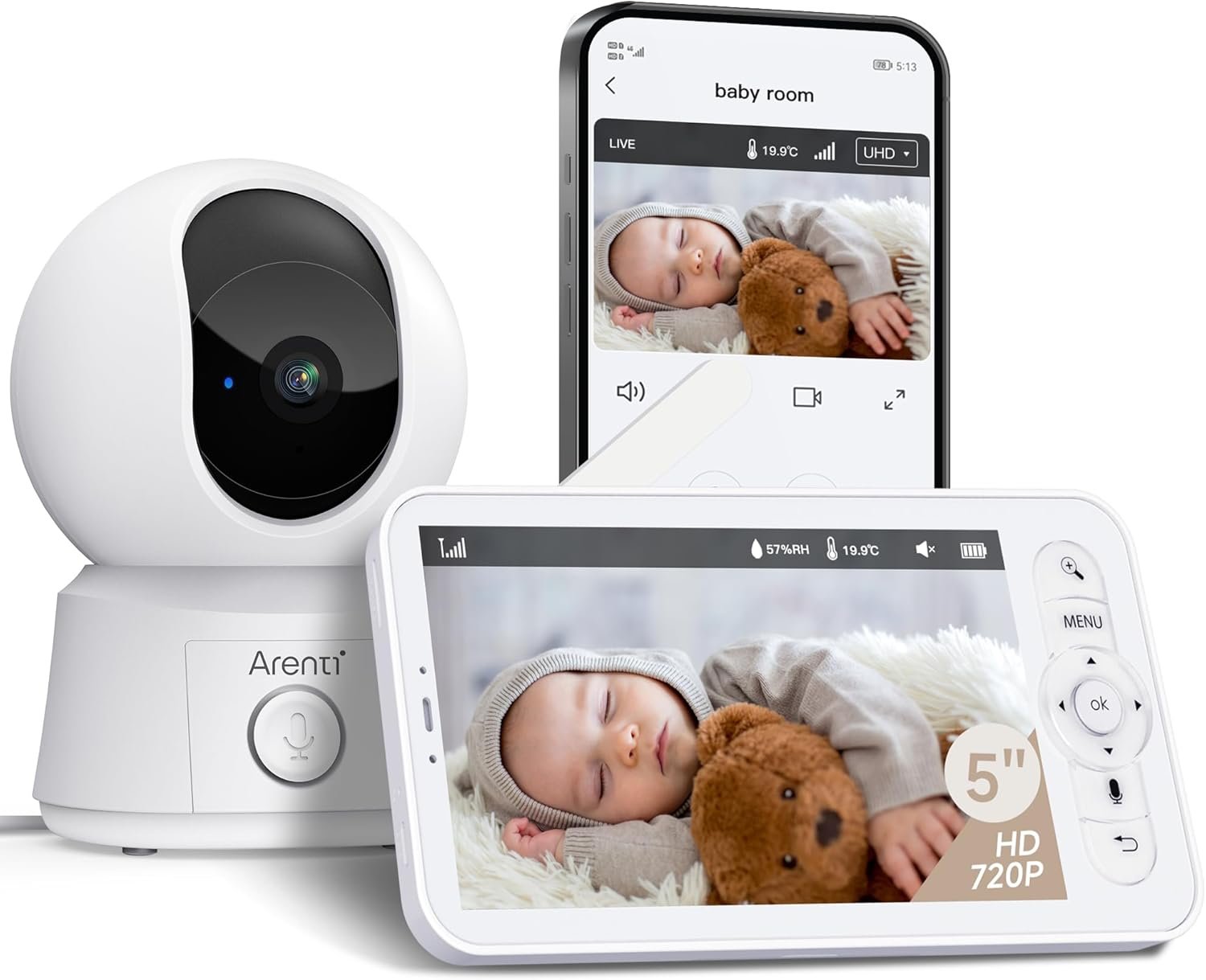 ARENTI Babyphone Camera Bébé, Baby Phone Vidéo Connecté Smartphone