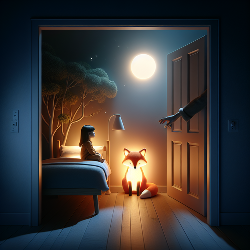 veilleuse renard en action dans la chambre d'enfant