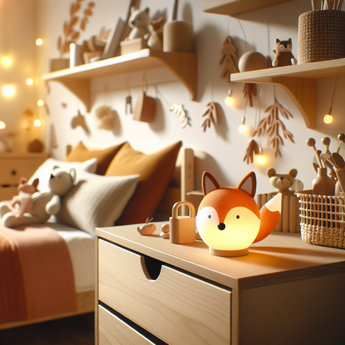 veilleuse renard design moderne sur commode