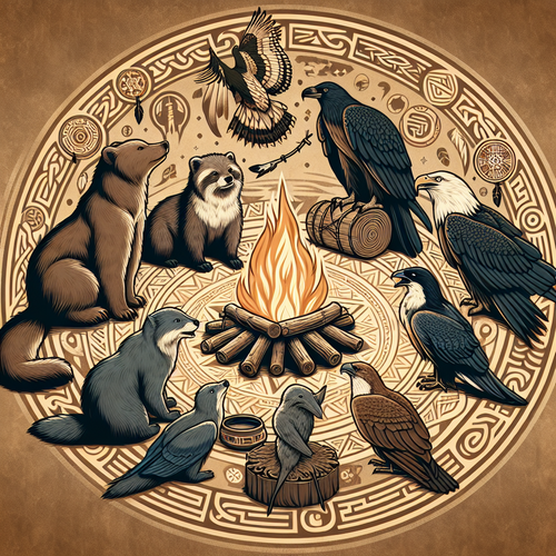 Illustration chamanique d'animaux totems