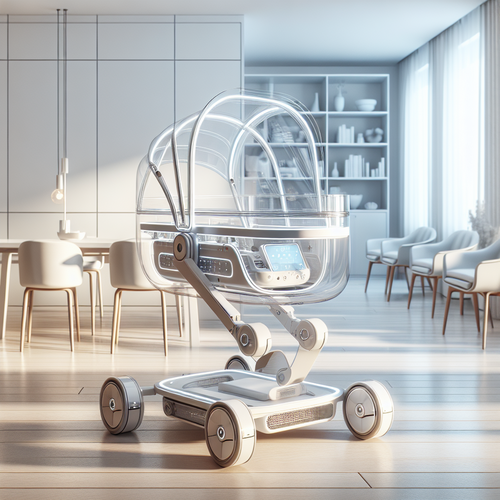 Parents examinant différents berceaux maternité modernes dans un magasin spécialisé