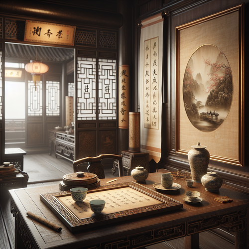 Ancien calendrier de grossesse chinois illustré avec motifs traditionnels