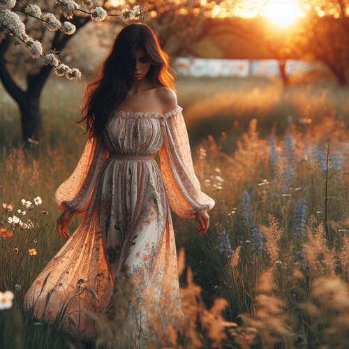 Photo maternité bohème en nature