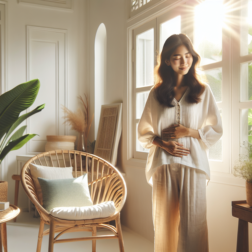 Femme enceinte posant pour un shooting grossesse moderne