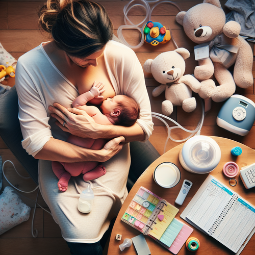 Famille apaisée profitant d’un moment d’allaitement mixte