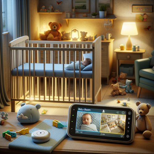 Une chambre de bébé paisible avec veilleuse et babyphone en mode écran divisé