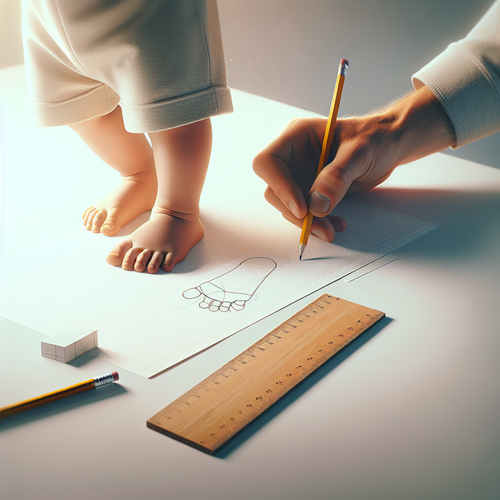 Illustration d'un bébé chaussant ses premières chaussures – équilibre et confort