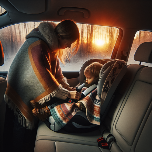 Poncho bébé voiture installé dans un siège auto