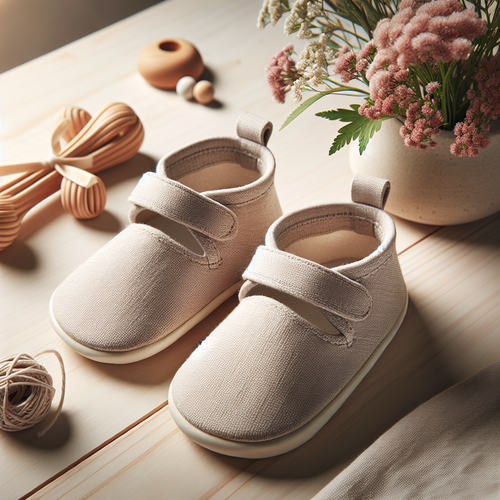 Chaussures physiologiques sur les premiers pas d’un bébé en extérieur