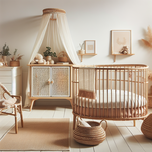 Chambre bébé rotin lumineuse et naturelle
