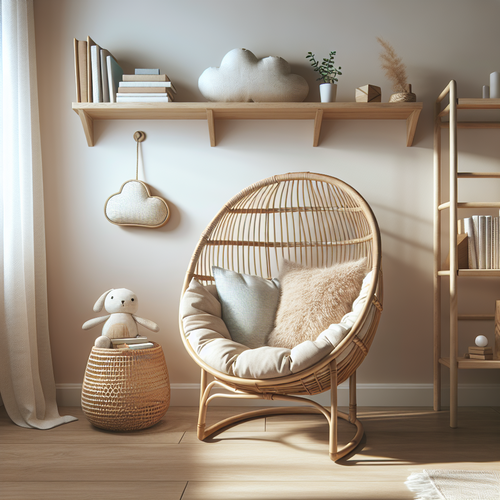 Détail d’un berceau rotin tendance dans une chambre bébé moderne