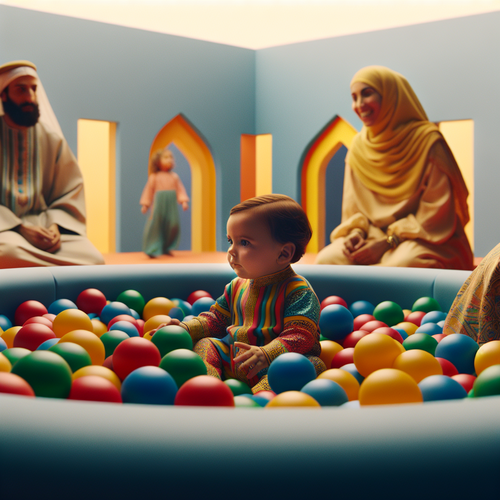 Bébé découvrant une piscine à balles pour la première fois