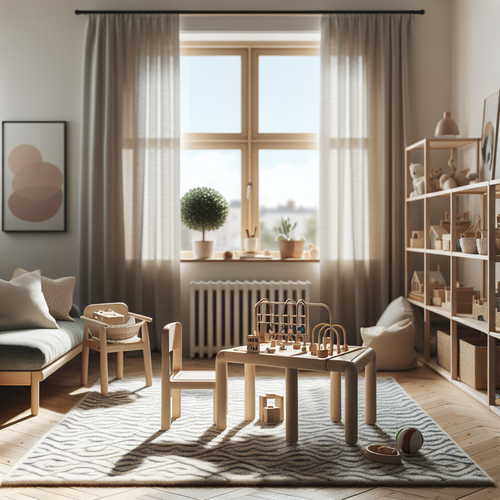 Enfant jouant de façon autonome avec sa table d’activité Montessori dans un coin lumineux