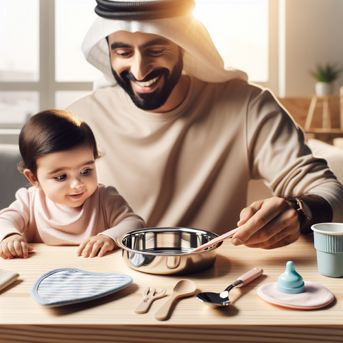 Maman servant un repas sain à son bébé dans une assiette en inox