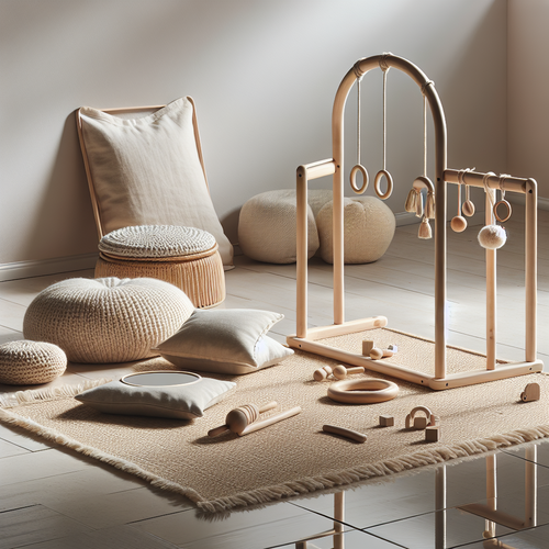 Tapis d'éveil Montessori en coton bio dans un intérieur lumineux et épuré