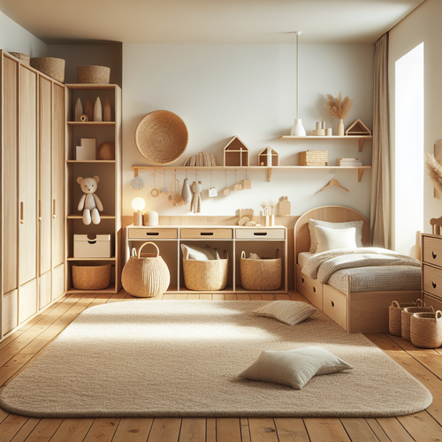 Enfant autonome dans une chambre Montessori épurée